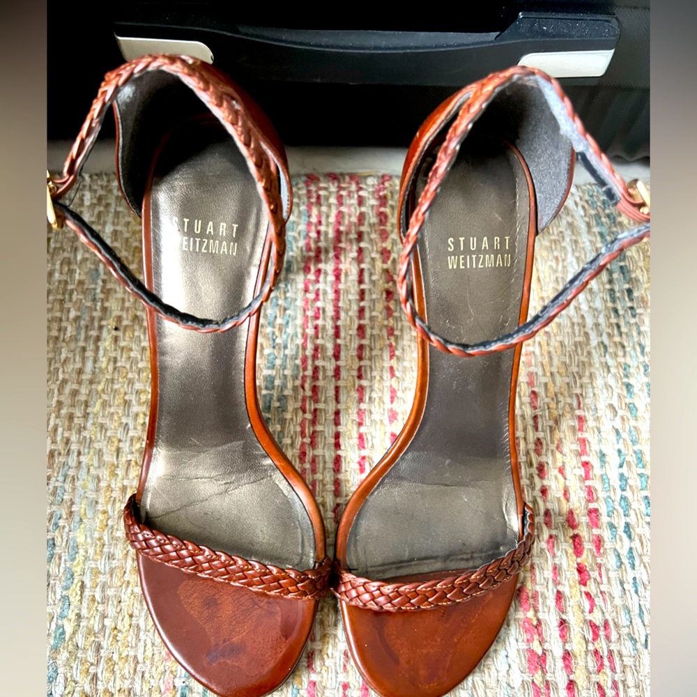 Stuart Weizmann braided leather strappy sandals